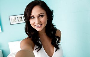 18 year old first timer jerking a big cock for cum on breasts